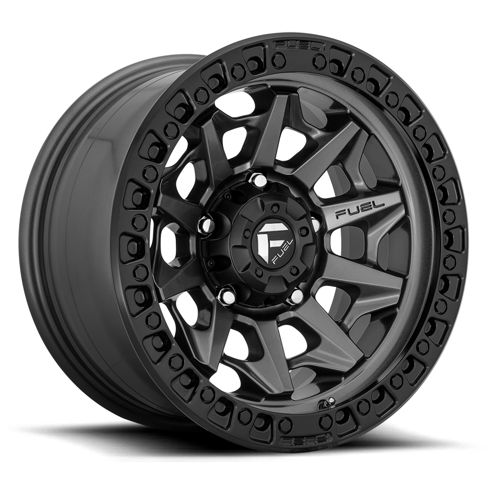 FUEL COVERT D716 17x9 MATTE ANTHRACITE with BLACK RING 5x150